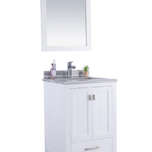 Laviva Wilson 24" White Bathroom Vanity with White Stripes Marble Countertop