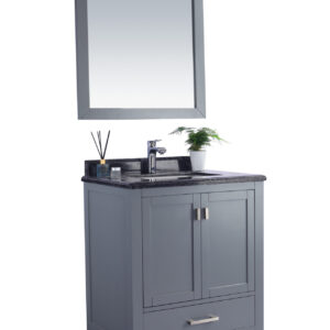 Laviva Wilson 30" Grey Bathroom Vanity with Black Wood Marble Countertop