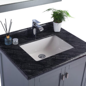 Laviva Wilson 30" Grey Bathroom Vanity with Black Wood Marble Countertop