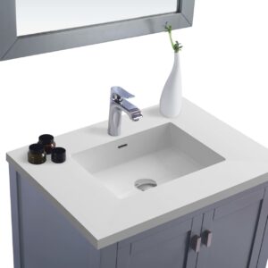 Laviva Wilson 30" Grey Bathroom Vanity with Matte White VIVA Stone Solid Surface Countertop