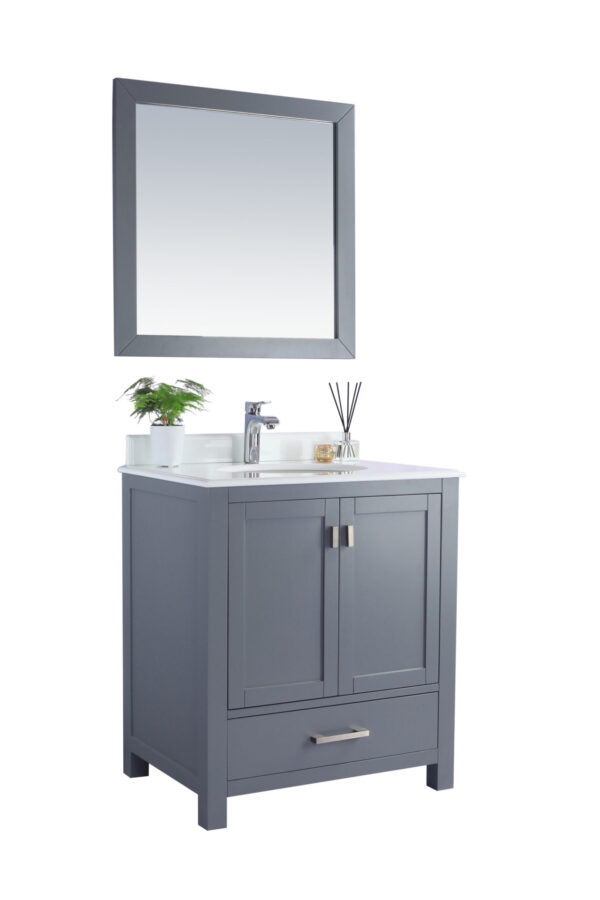 Laviva Wilson 30" Grey Bathroom Vanity with Pure White Phoenix Stone Countertop