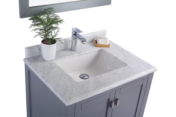 Laviva Wilson 30" Grey Bathroom Vanity with White Carrara Marble Countertop