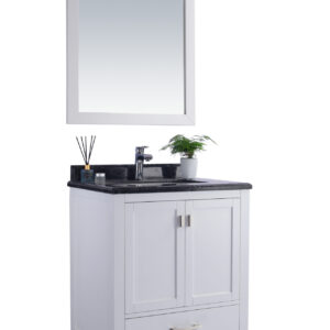 Laviva Wilson 30" White Bathroom Vanity with Black Wood Marble Countertop