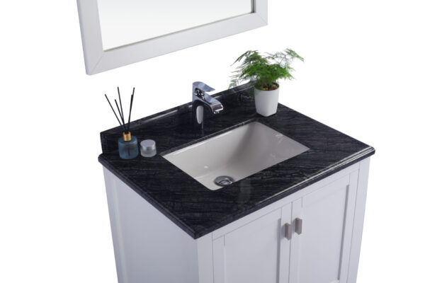 Laviva Wilson 30" White Bathroom Vanity with Black Wood Marble Countertop