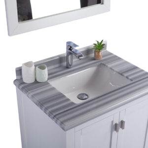 Laviva Wilson 30" White Bathroom Vanity with White Stripes Marble Countertop