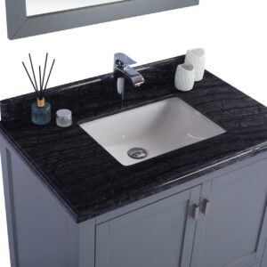 Laviva Wilson 36" Grey Bathroom Vanity with Black Wood Marble Countertop