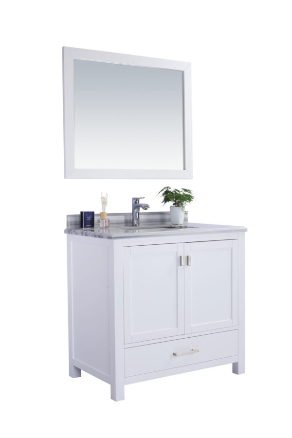 Laviva Wilson 36" White Bathroom Vanity with White Stripes Marble Countertop