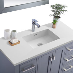 Laviva Wilson 42" Grey Bathroom Vanity with Matte White VIVA Stone Solid Surface Countertop