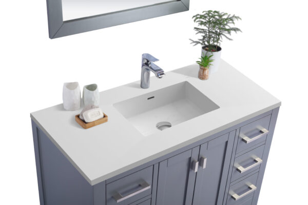 Laviva Wilson 42" Grey Bathroom Vanity with Matte White VIVA Stone Solid Surface Countertop