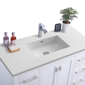 Laviva Wilson 42" White Bathroom Vanity with Matte White VIVA Stone Solid Surface Countertop