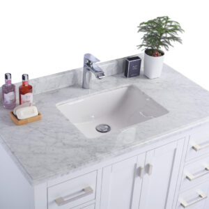 Laviva Wilson 42" White Bathroom Vanity with White Carrara Marble Countertop