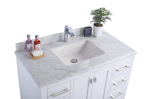 Laviva Wilson 42" White Bathroom Vanity with White Carrara Marble Countertop