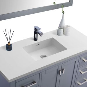 Laviva Wilson 48" Grey Bathroom Vanity with Matte White VIVA Stone Solid Surface Countertop