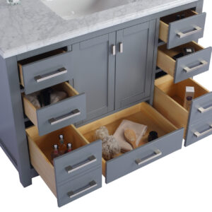 Laviva Wilson 48" Grey Bathroom Vanity with Matte White VIVA Stone Solid Surface Countertop