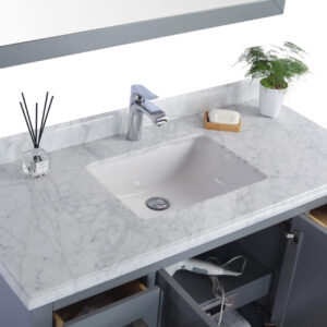 Laviva Wilson 48" Grey Bathroom Vanity with White Carrara Marble Countertop