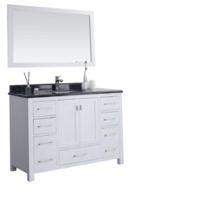 Laviva Wilson 48" White Bathroom Vanity with Black Wood Marble Countertop