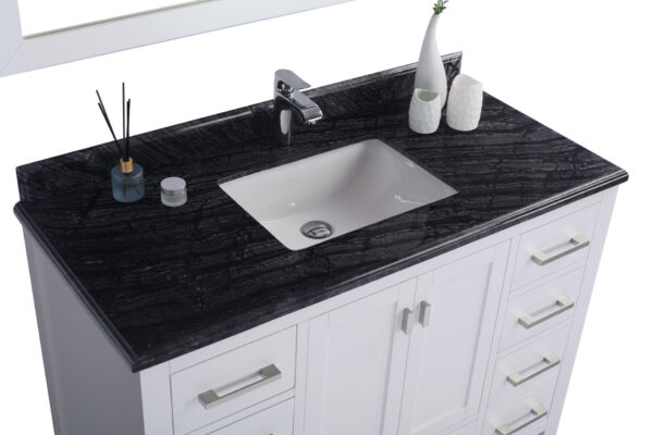 Laviva Wilson 48" White Bathroom Vanity with Black Wood Marble Countertop