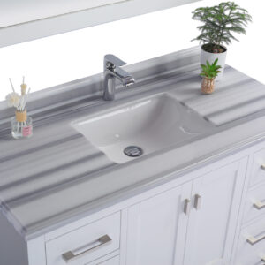 Laviva Wilson 48" White Bathroom Vanity with White Stripes Marble Countertop