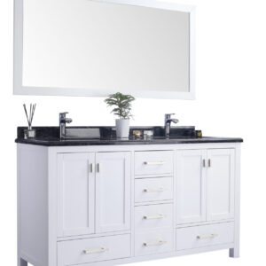 Laviva Wilson 60" White Double Sink Bathroom Vanity with Black Wood Marble Countertop