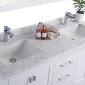 Laviva Wilson 60" White Double Sink Bathroom Vanity with White Carrara Marble Countertop