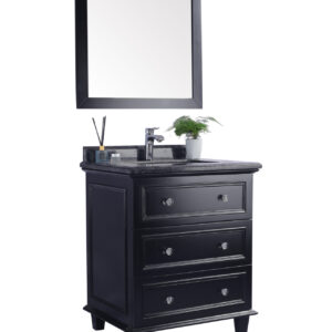 Laviva Luna 30" Espresso Bathroom Vanity with Black Wood Marble Countertop