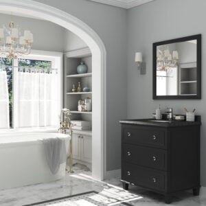 Laviva Luna 30" Espresso Bathroom Vanity with Black Wood Marble Countertop