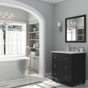 Laviva Luna 30" Espresso Bathroom Vanity with Matte White VIVA Stone Solid Surface Countertop