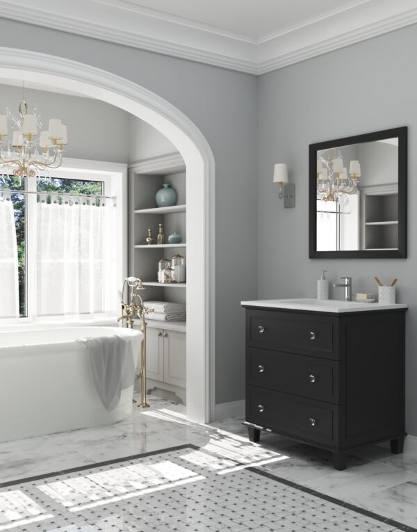 Laviva Luna 30" Espresso Bathroom Vanity with Matte White VIVA Stone Solid Surface Countertop