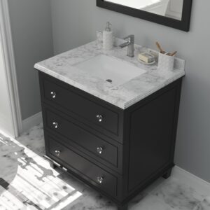 Laviva Luna 30" Espresso Bathroom Vanity with White Carrara Marble Countertop