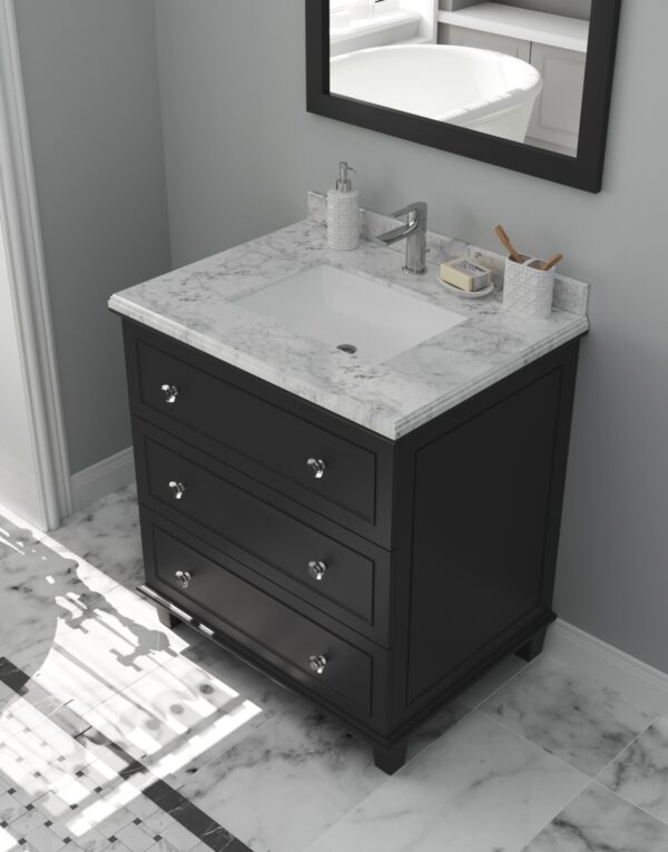 Laviva Luna 30" Espresso Bathroom Vanity with White Carrara Marble Countertop