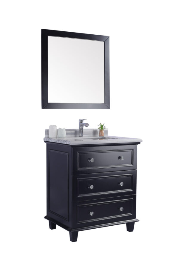 Laviva Luna 30" Espresso Bathroom Vanity with White Stripes Marble Countertop