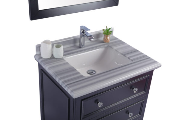 Laviva Luna 30" Espresso Bathroom Vanity with White Stripes Marble Countertop