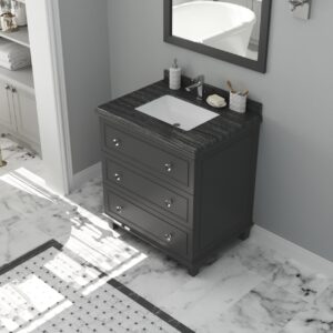 Laviva Luna 30" Maple Grey Bathroom Vanity with Black Wood Marble Countertop