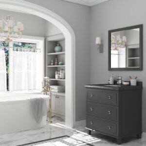 Laviva Luna 30" Maple Grey Bathroom Vanity with Black Wood Marble Countertop