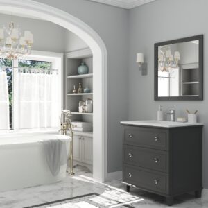 Laviva Luna 30" Maple Grey Bathroom Vanity with Matte White VIVA Stone Solid Surface Countertop