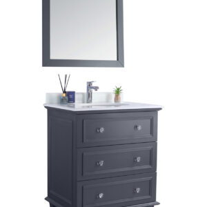 Laviva Luna 30" Maple Grey Bathroom Vanity with Pure White Phoenix Stone Countertop