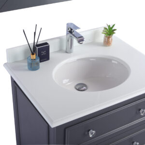 Laviva Luna 30" Maple Grey Bathroom Vanity with Pure White Phoenix Stone Countertop