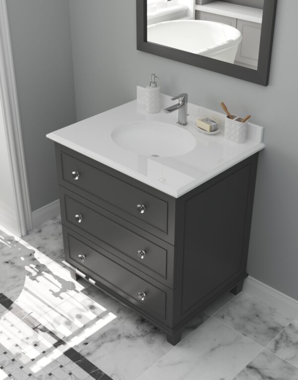 Laviva Luna 30" Maple Grey Bathroom Vanity with Pure White Phoenix Stone Countertop