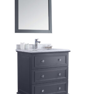 Laviva Luna 30" Maple Grey Bathroom Vanity with White Carrara Marble Countertop