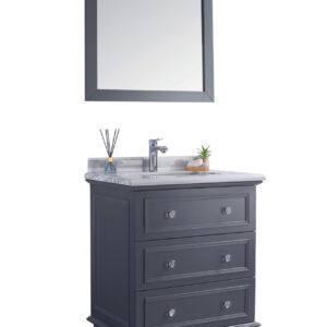 Laviva Luna 30" Maple Grey Bathroom Vanity with White Stripes Marble Countertop