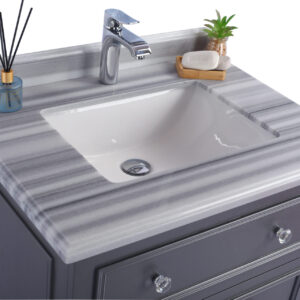 Laviva Luna 30" Maple Grey Bathroom Vanity with White Stripes Marble Countertop