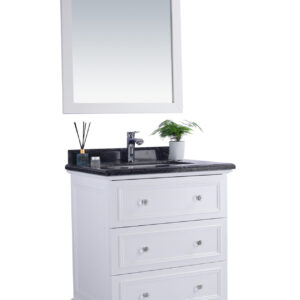 Laviva Luna 30" White Bathroom Vanity with Black Wood Marble Countertop