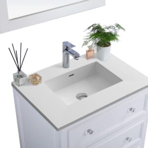 Laviva Luna 30" White Bathroom Vanity with Matte White VIVA Stone Solid Surface Countertop