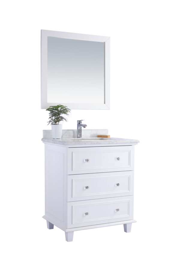 Laviva Luna 30" White Bathroom Vanity with White Carrara Marble Countertop