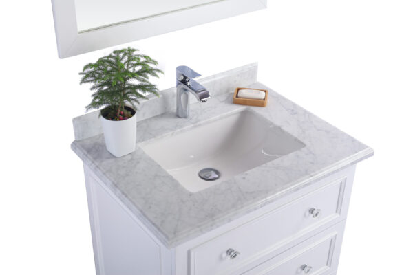 Laviva Luna 30" White Bathroom Vanity with White Carrara Marble Countertop