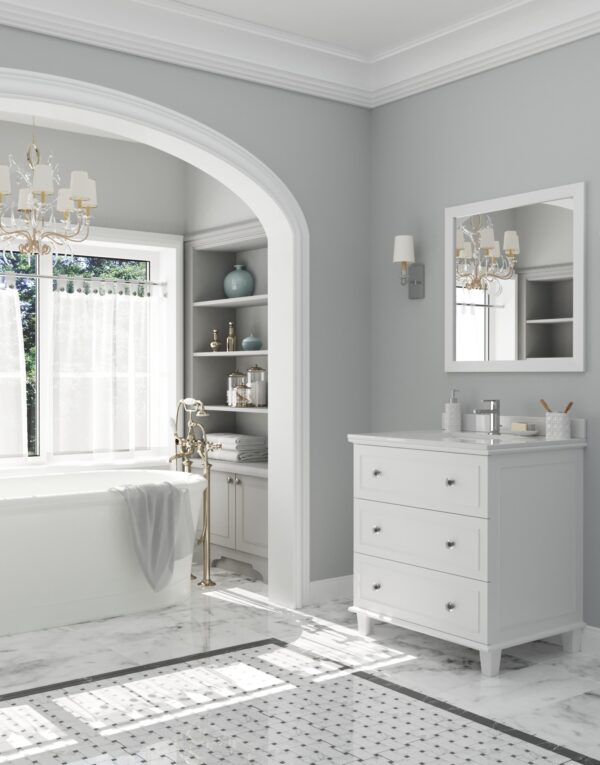 Laviva Luna 30" White Bathroom Vanity with White Quartz Countertop