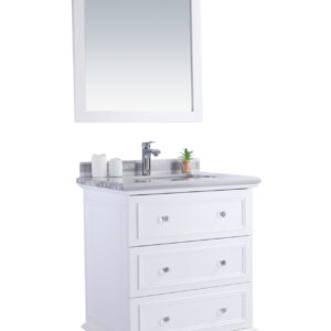 Laviva Luna 30" White Bathroom Vanity with White Stripes Marble Countertop