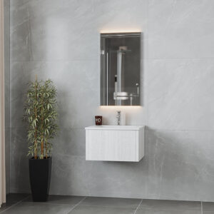 Laviva Legno 24" Alabaster White Bathroom Vanity with Matte White VIVA Stone Solid Surface Countertop