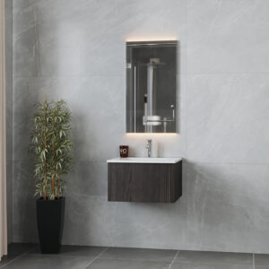 Laviva Legno 24" Carbon Oak Bathroom Vanity with Matte White VIVA Stone Solid Surface Countertop