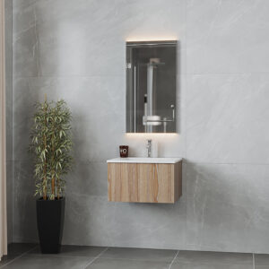 Laviva Legno 24" Weathered Grey Bathroom Vanity with Matte White VIVA Stone Solid Surface Countertop